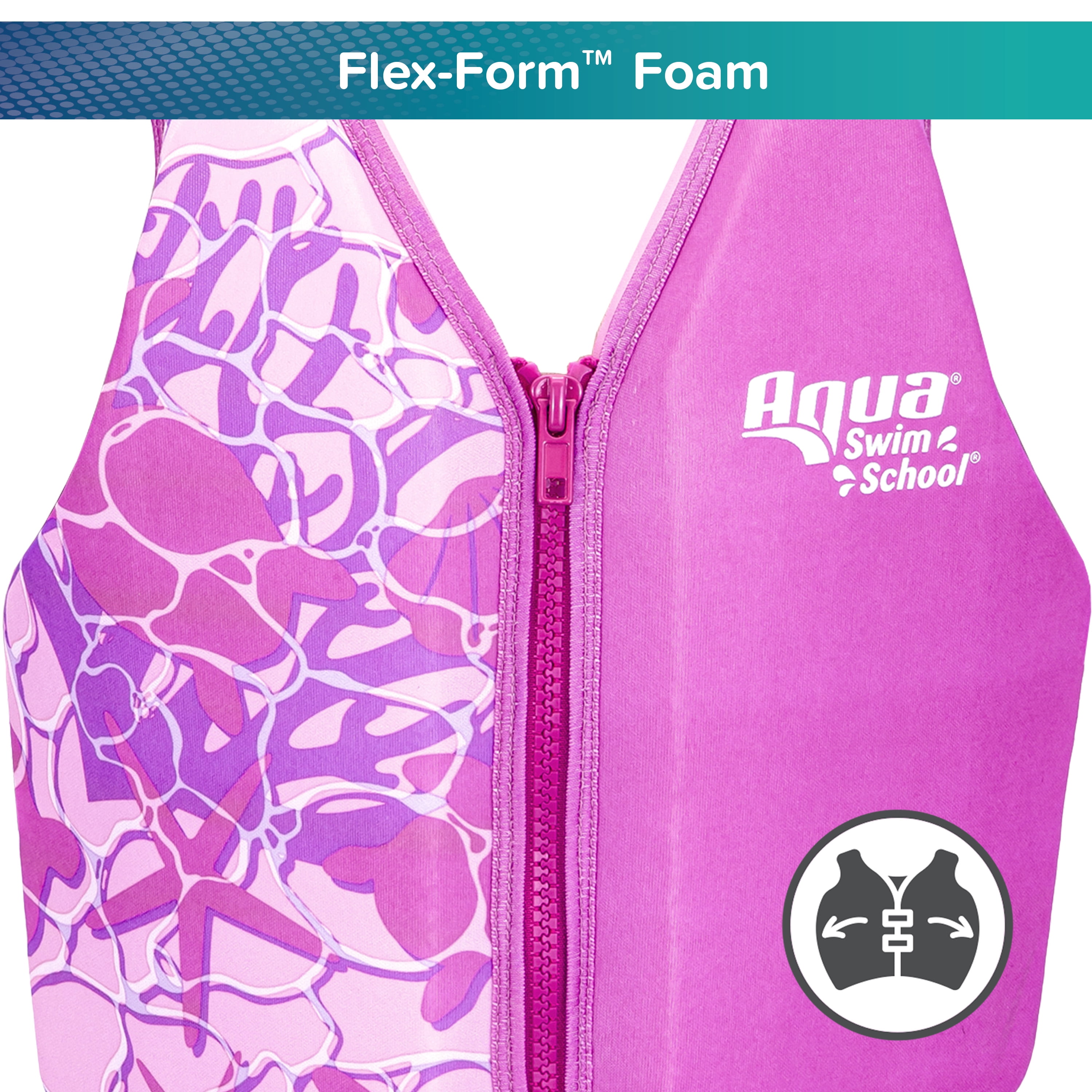 (2 pack) SwimSchool Swim Training Vest, Small/Medium, Ages 2-4 Years, Pink Turtle