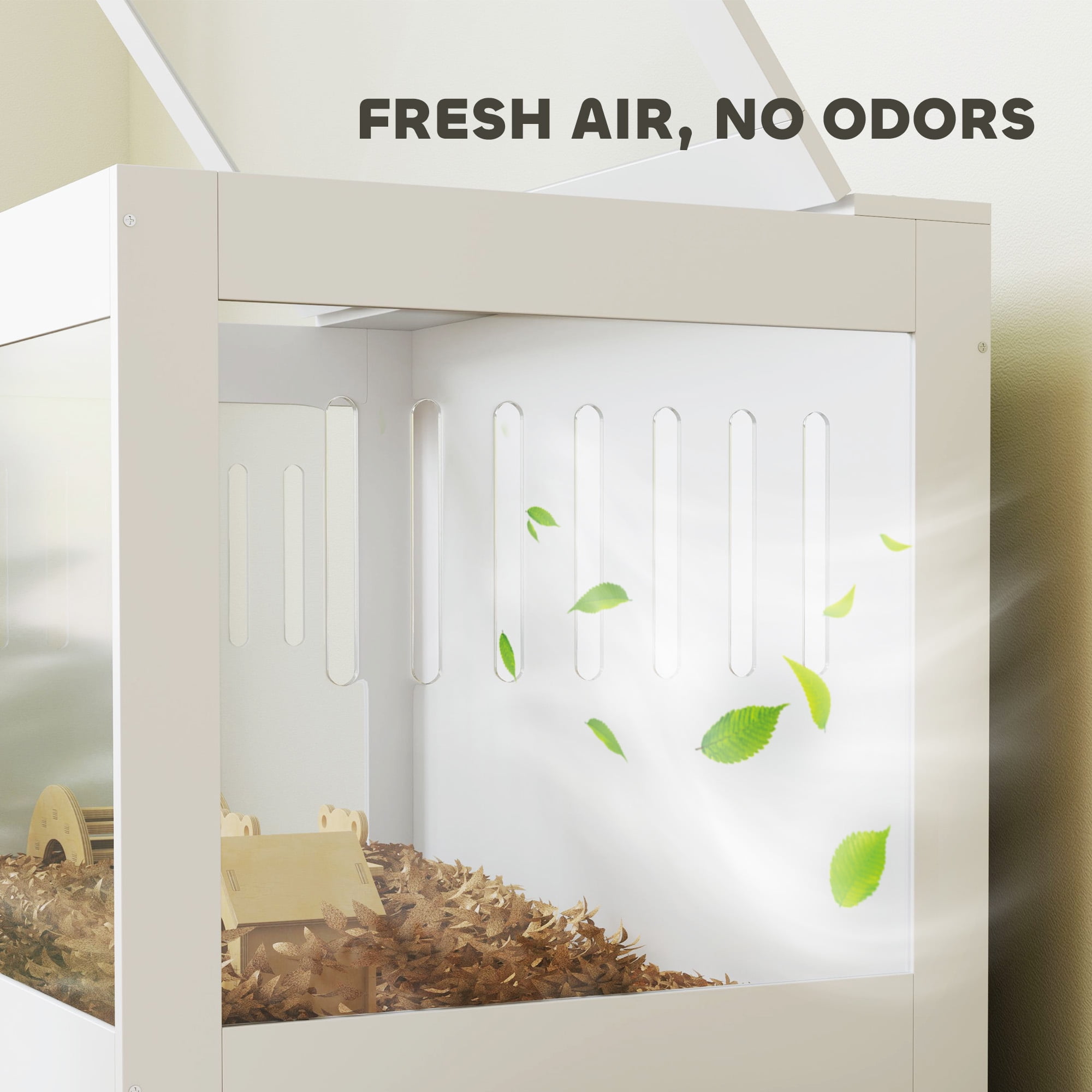 PawHut Hamster Cage with Openable Top, Hut, Seesaw, Ladder, Transparent Acrylic Panel Small Animal Habitat for Dwarf Hamster Gerbil, White