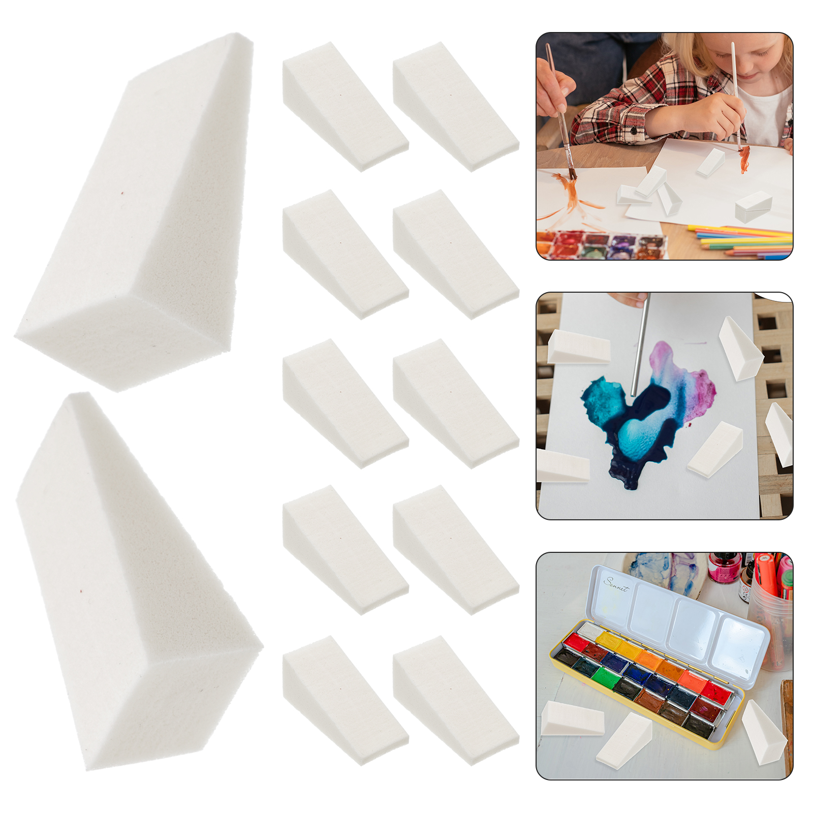 Hemoton 50pcs Children Painting Sponges Multi-Use Painting Tools Pottery Sponges, Size: 5X2X2CM