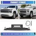 thumbnail image 3 of Front Bumper Winch Plate Fit for 2020-2024 Chevy Silverado 2500,3500,2500 HD,3500 HD ,Carbon Steel Layer Winch Plate w/Flip-up Licence Plate Mounting Bracket, Extension Cable, Black Powder Coated, 3 of 10