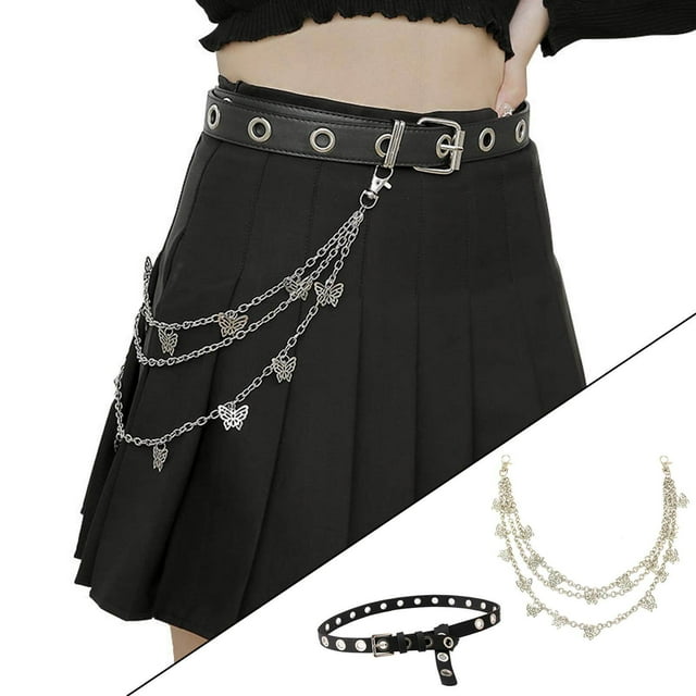 pitrice Ceinture Punk Ajustable pour Femmes Hommes Filles Garçons Chaîne et Ceinture 155g