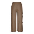 thumbnail image 4 of Women's Lightweight Hiking Cargo Pants Outdoor Quick Dry Casual Travel Sweatpants Wide Leg Elastic Waist Button Pockets, 4 of 6