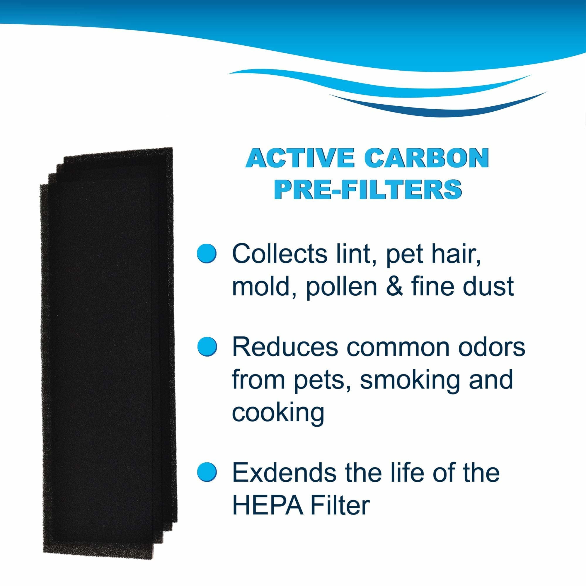 HQRP 2x HEPA Filters B PureGuardian Series 4x Carbon Filters for GermGuardian 