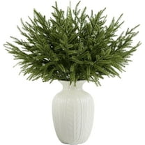 24 Pcs Christmas Real Touch Norfolk Stems,Duslogis 15Inch Artificial Pine Branches Faux Evergreen Pine Sprigs Fake Foliage Greenery Picks for Christmas Wreath Making DIY Crafts Home Decoration