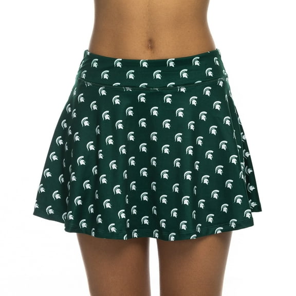 Women's-ZooZatz Green Michigan State Spartans All-Over Print Flowy Skort