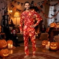 thumbnail image 2 of Halloween Family Pajamas Set Long Sleeve Crew Neck, Soft Matching Halloween Pajamas with Flame Ghost Witch Hat Print, Hot Family Halloween Pajama Set Sleepwear, 2 of 6