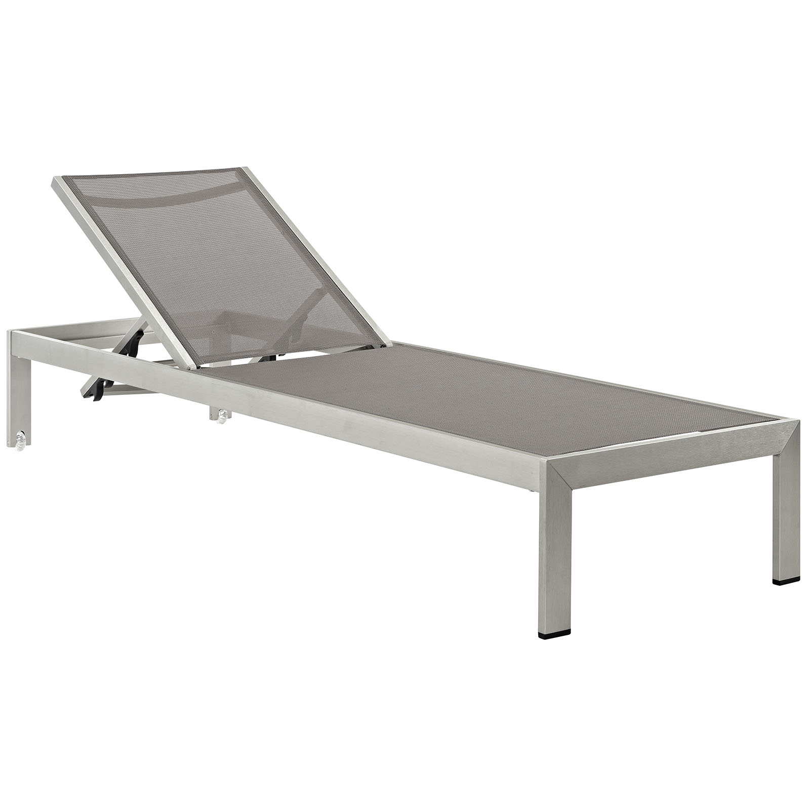 Modern Contemporary Urban Outdoor Patio Balcony Garden Furniture Lounge Chair Chaise and Side Table Set, Aluminum Metal Steel, Grey Gray - image 3 of 7