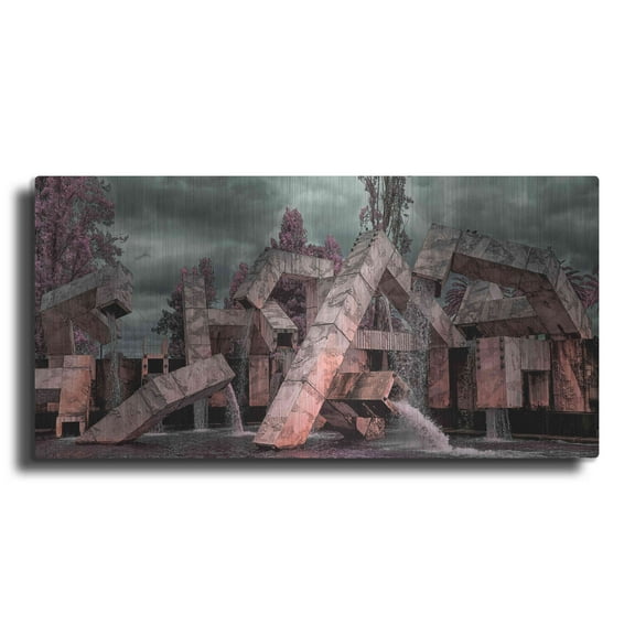 Luxe Metal Art 'Vaillancourt Fountain' by Giuseppe Torre, Metal Wall Art, 24"x12"