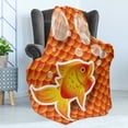 thumbnail image 4 of Orange Soft Flannel Fleece Throw Blanket, Small Goldfish Talking with Bubbles Random Scallop Patterns Nautical Sea Print, Cozy Plush for Indoor and Outdoor Use, 50" x 70", Burnt Orange, by Ambesonne, 4 of 5