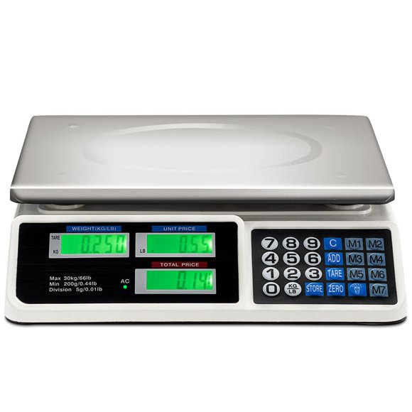 Costway 66Lbs Digital Weight Scale Price Computing Retail Count Scale Food Meat Scales