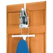 whitmor wire over the door ironing caddy - iron and ironing board storage organizer