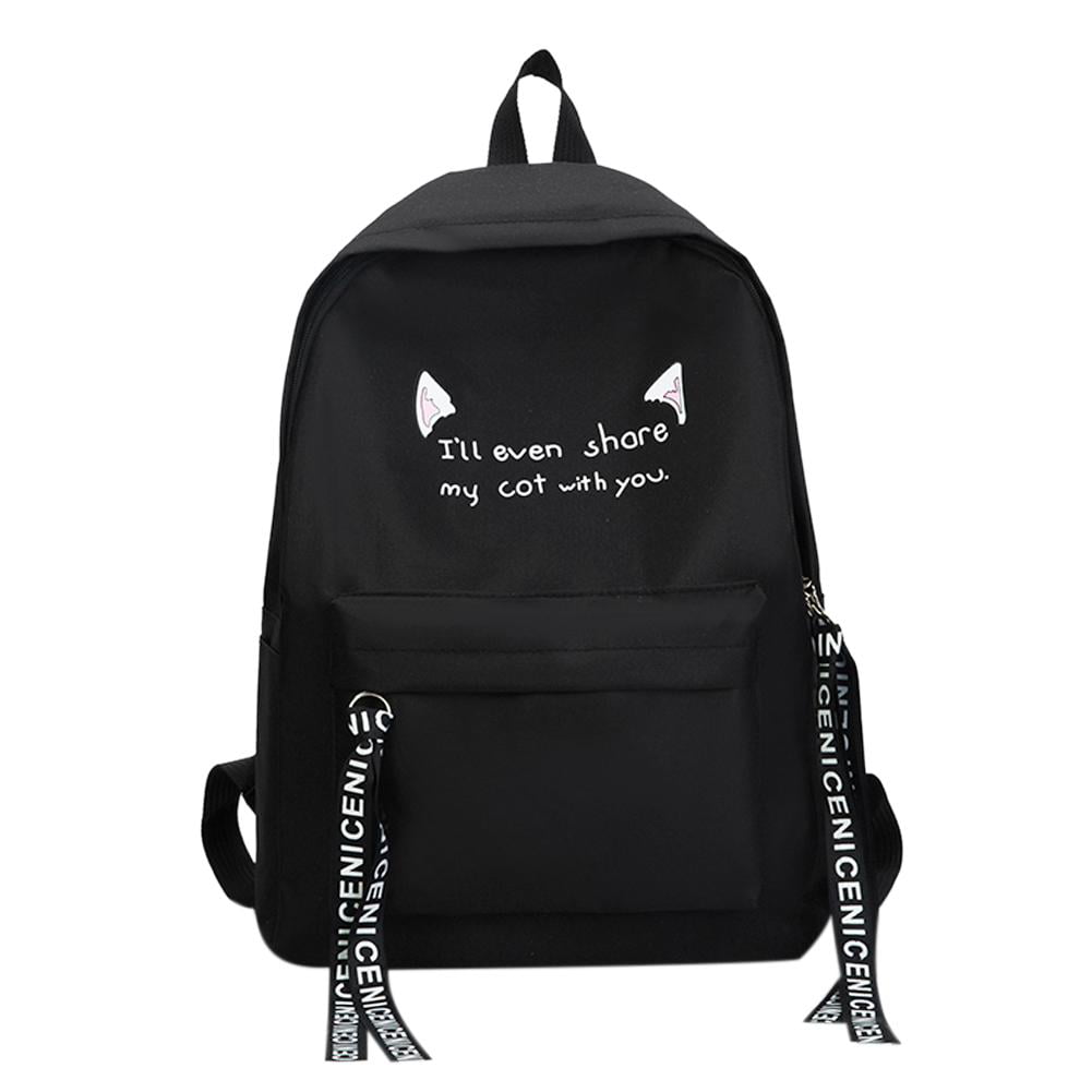 Nylon Backpack Women Bag Multifunction School Bags Simple Casual Shoulder Travel Bag Black