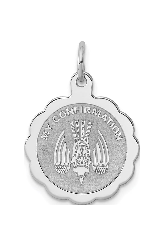 Sterling Silver Rhodium-Plated My Confirmation Disc Charm (18 X 15) Made In United States qc2383
