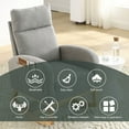 thumbnail image 4 of 27.6"W Nursery Rocking Chair with Wood Legs and High Backrest, Rocking Armchair with 2 Side Pockets, Lounge Glider Chair for Nursery Bedroom Living Room, Grey, 4 of 9