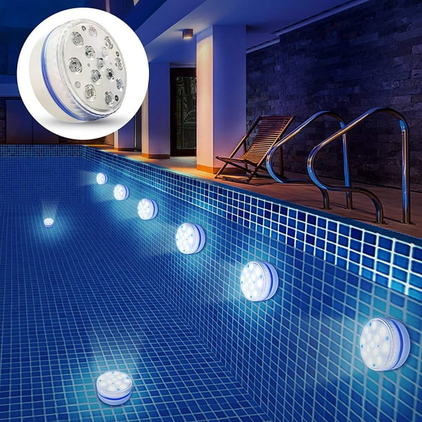 Rongmo Submersible Led Lights With Magnet, Ip68 Waterproof Underwater Pool Led Lights With 13 Leds, 4 Suction Cups And 164ft/50m Rf Remote, Battery Op