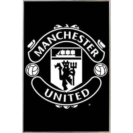 Man UTD Crest 17/18 Poster in a Black Wood Frame (24x36) (Best Man Utd Wallpapers)