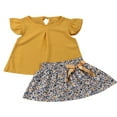 thumbnail image 1 of Filles Enfant Jaune Top + Floral Mini Jupe d'Été Tenue Décontractée, 1 of 5