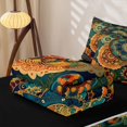 thumbnail image 6 of Homewish Bohemian Gold Mandala Zipper Queen Comforter Set with Fitted Sheet and 2 Pillowcases,Retro Exotic Paisley Zipper Bedding Set,Black Reversible,4pcs, 6 of 8
