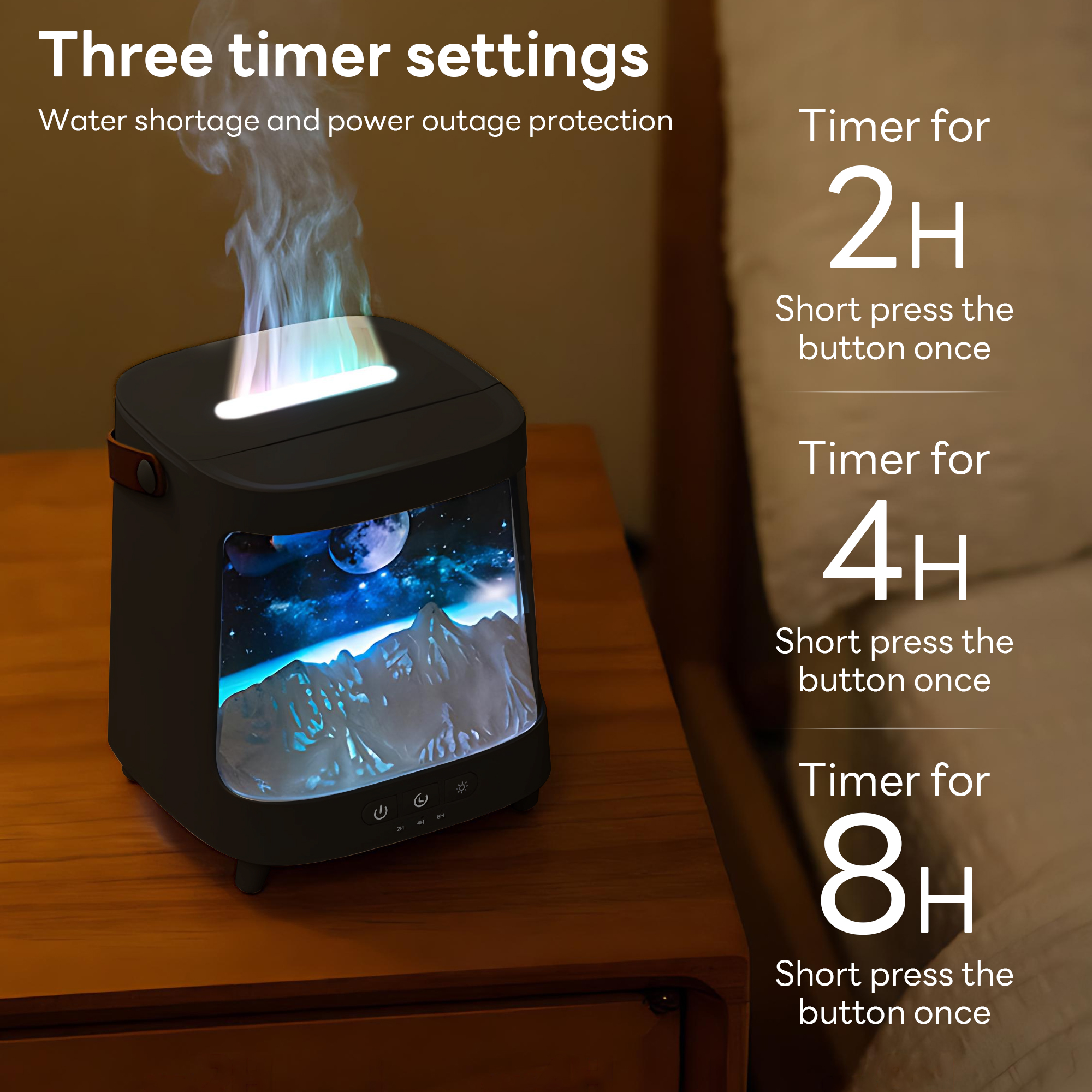 INSMART Humidifier for Room,200ml Ultrasonic Aromatherapy Machine with 7-Color Flame,Remote,3-Speed Timer,Starry Sky Pattern,Quiet,BPA Free,for Home Office Bedroom