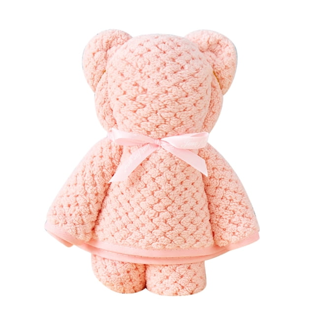 Toalla de forro polar coral con diseño de oso para bebés y niños | Toalla con capucha suave y de secado rápido para duchas, cumpleaños y regalos.
