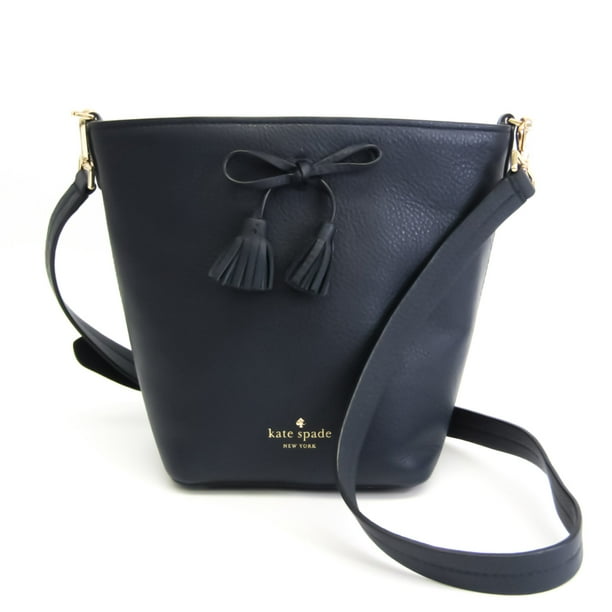 Authenticated Used Kate Spade HAYES STREET Boutique Tassel Ribbon PXRU9169  Women's Leather Shoulder Bag Navy 