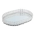 thumbnail image 2 of Espejo decorativo bandeja , cristal cosmético bandeja Oval organizador L Zulema Bandeja con base de espejo plateado, 2 of 8