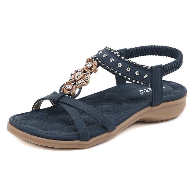 Zapatos para caminar con diamantes de imitación a la moda, sandalias de vestir bohemias con punta abierta, elegantes para mujer