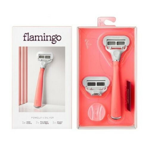 Flamingo Pomelo Razor PLUS 6 Refills and Flamingo Shave Gel 6.7 Oz