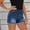 C_ Blue, variant on High Waist Denim Shorts, Ripped Frayed Hem, Distressed Wash, Bold Silhouette for urban street fashion Blue M