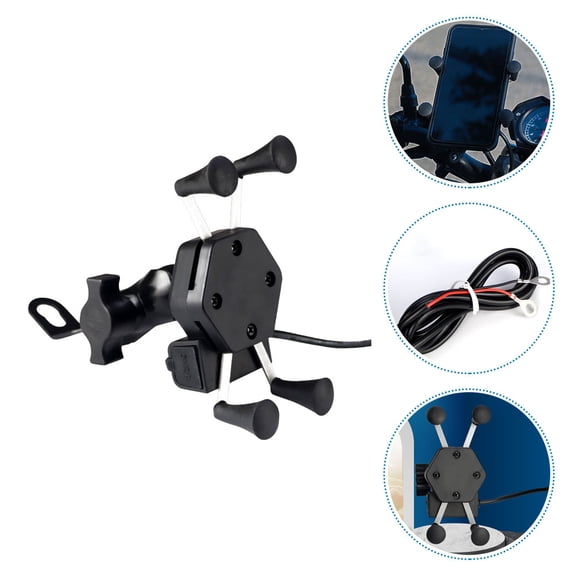 COOPHYA Motorcycle Phone Holder Mount with USB Charging Port for Vehicle Navigation and Secure Grip