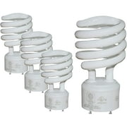 Sleek Lighting 23-Watt T2 Spiral CFL Fluorescent Light Bulbs with GU24 Base, Self-Ballasted Light Bulb for Bedroom Lighting, 1600 Lumens, 3500K 4-Pack