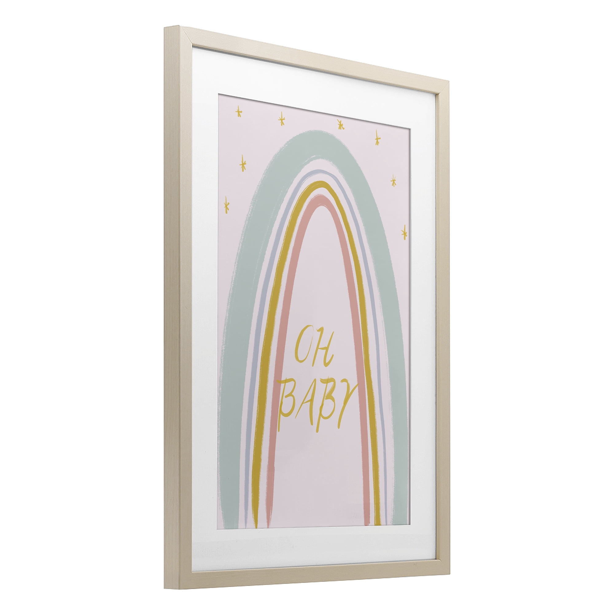 Stupell Industries Oh Baby Rainbow Birch Framed Print Under Glass, design by Lucille Price