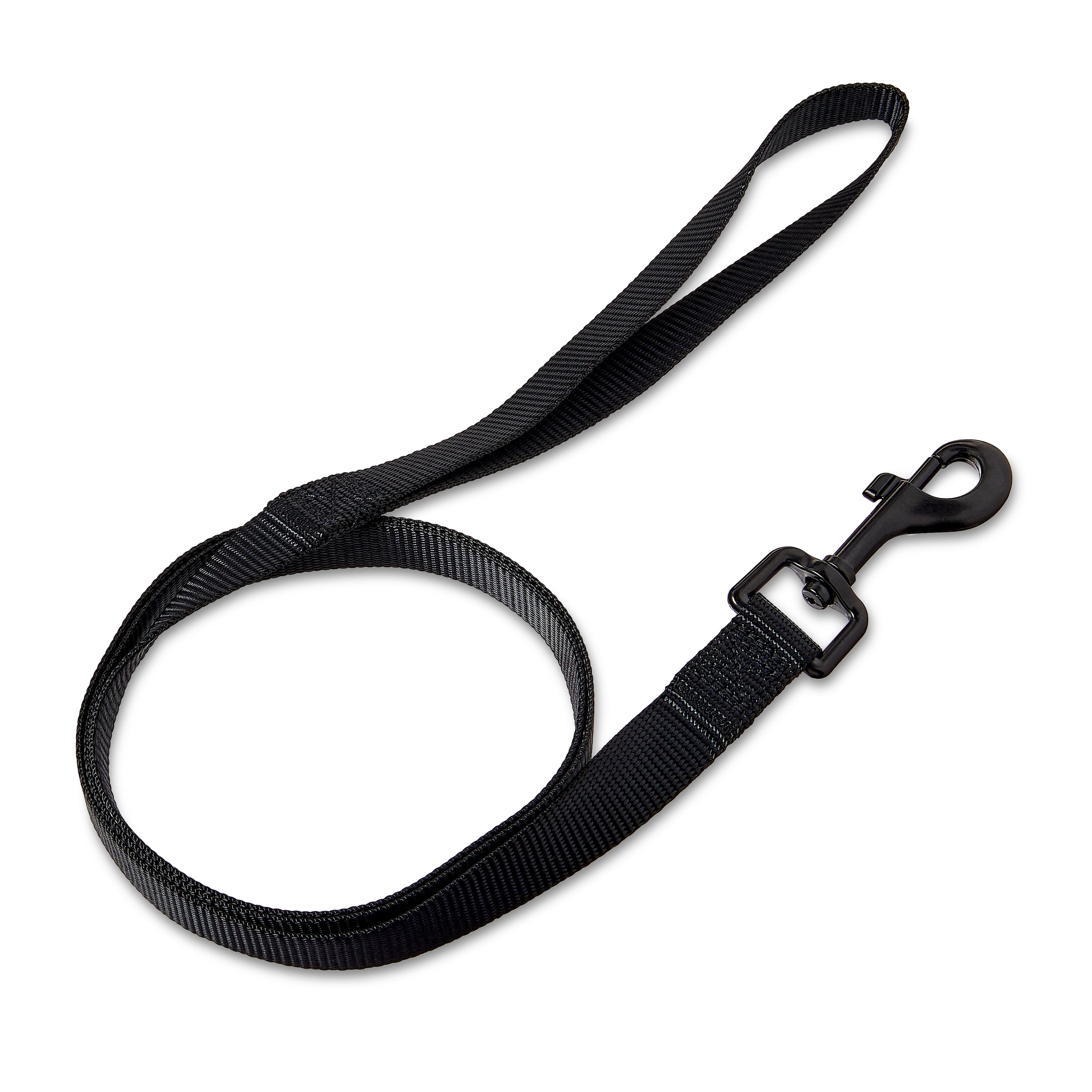 Vibrant Life Solid Polyester Adjustable Dog Collar, with 4ft Dog Leash, Black, Extra Small