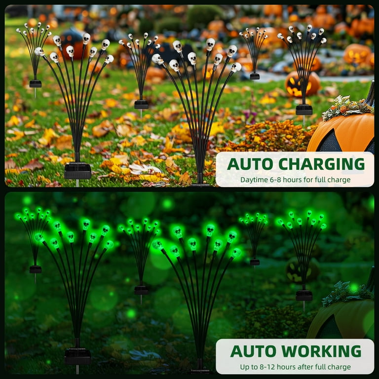 2Packs Halloween Decorations Outdoor Solar Scary Skull