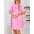 thumbnail image 4 of Spencer Women's Short Sleeve Maternity Dress Summer Casual Front Tie Mama Pregnancy Dress Pregnancy Clothes (S-XL), 4 of 10