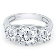 thumbnail image 3 of 4.20 Cts Certified D Colorless 3 Round Stones Moissanite Ring . 18K White Gold Plated Solitaire Engagement Ring, Wedding Ring , Gift for Her, 3 of 5