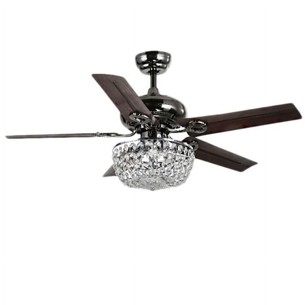 Angel 3-light Crystal Chandelier 5-blade 43-inch Brown Ceiling Fan (Optional Remote)