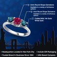 thumbnail image 2 of Gem Stone King 14K White Gold Red Created Ruby & Blue Diamond 3-Stone Engagement Ring | 1.14 Cttw | Round 5MM and 4MM | Three Stone Wedding Anniversary Promise Ring for Women (Size 9), 2 of 6