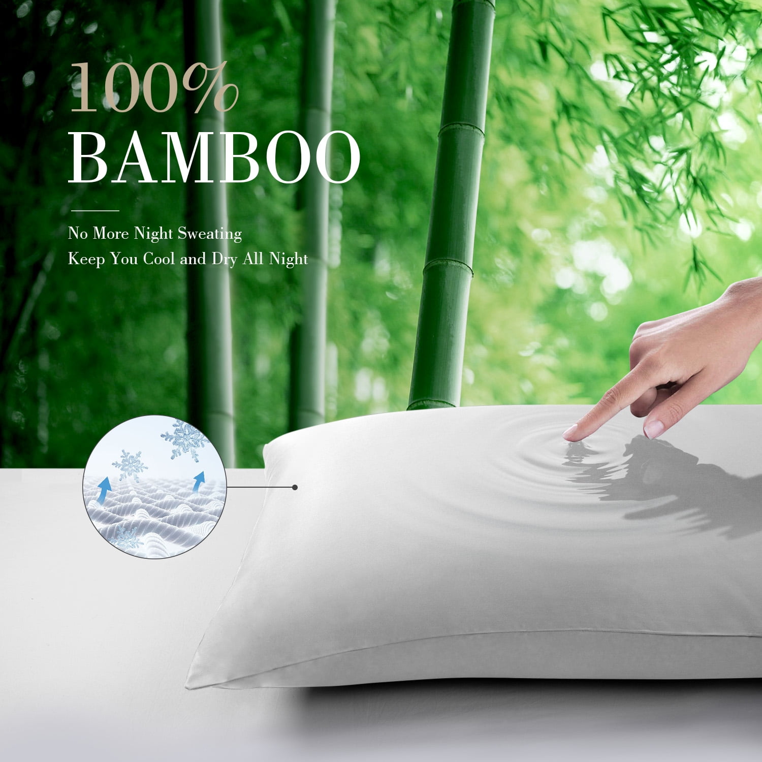 SORMAG Bamboo Cooling Pillowcases King Pillow Cases Set of 2 Pack,20x36 inches, Light Grey
