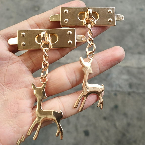 LABSERRON Deer Shaped Purse Lock Buckle 5Pcs Golden Metal Bag Accessories for Craft Enthusiasts