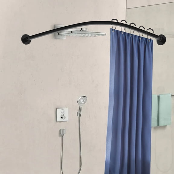 Curved Shower Curtain Rod Stainless Steel Bathroom Bath Pole Rail Adjustable for the Bedroom, Bathtub