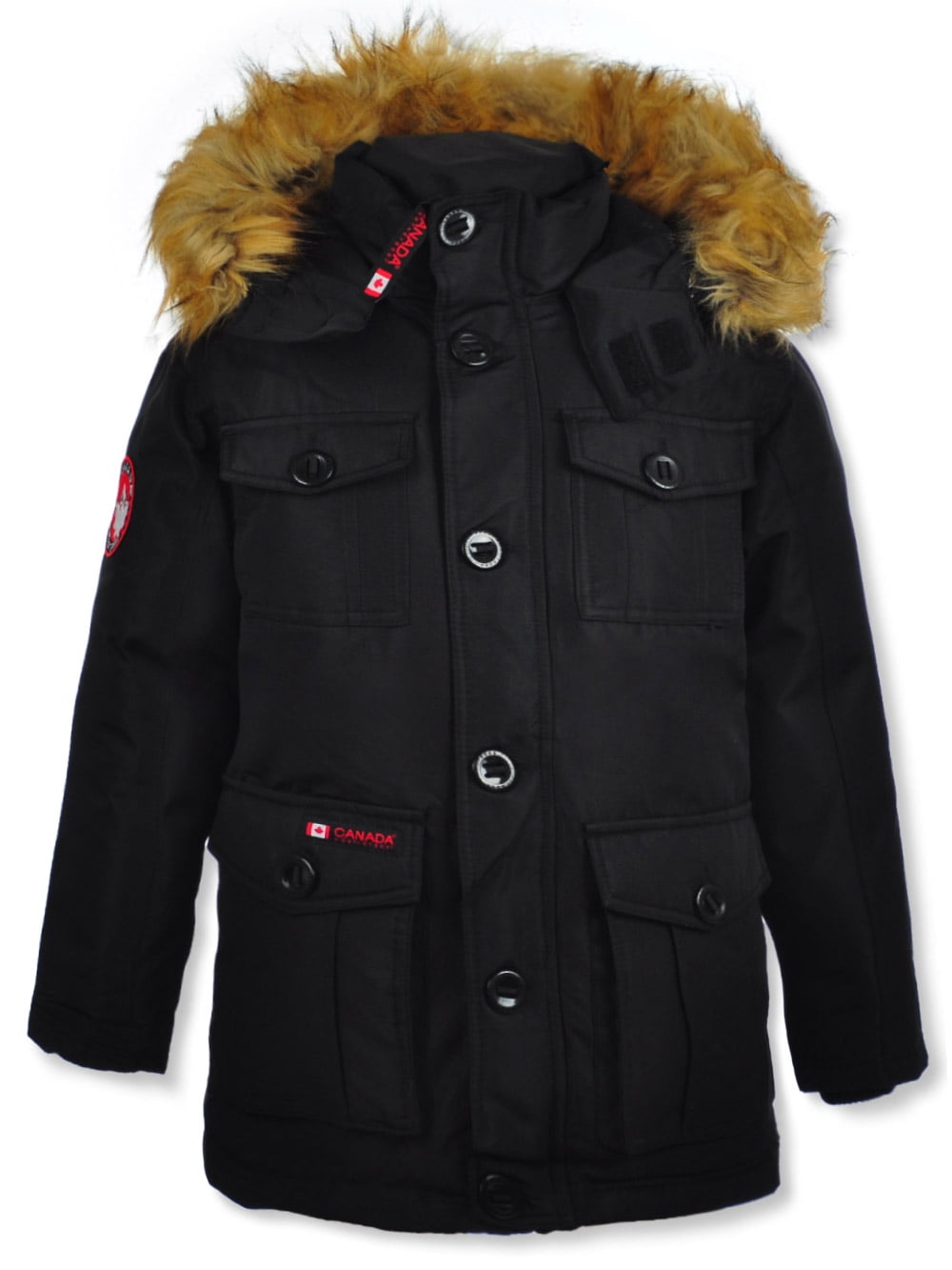 Canada Weather Gear Boys' FauxFur Puffer Jacket black, 14 16 (Big