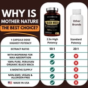Black Maca Capsules 750mg, Organic Maca Root Supplement for Energy & Stamina, 180 Count