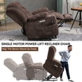thumbnail image 3 of Power Lift Recliner Chair for Adults,Heavy Duty Recliner Chair with 8-Point Vibration Massage and Lumbar Heating,USB and Type-C Ports, Stainless Steel Cup Holders,Up to 350 LBS,Brown, 3 of 11