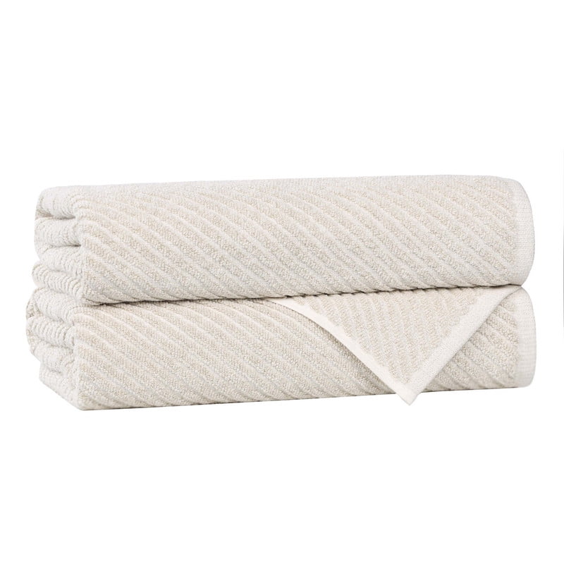 Superior Amelia Viscose Cotton Blend Medium Weight Bath Towels, Set of 2, Beige
