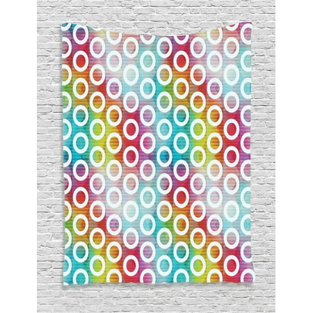 Geometric Bubble - Geometric Circle Decor Tapestry, Digital Oval Bands on Vibrant Background Bubble Forms on Fractal Image, Wall Hanging for Bedroom Living Room Dorm Decor, 40W X 60L Inches, Multi, by Ambesonne