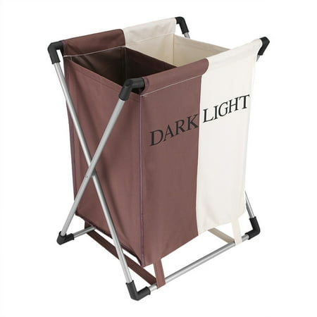 Foldable Laundry Basket, 2 Sections Washing Clothes Organizer Storage Bag