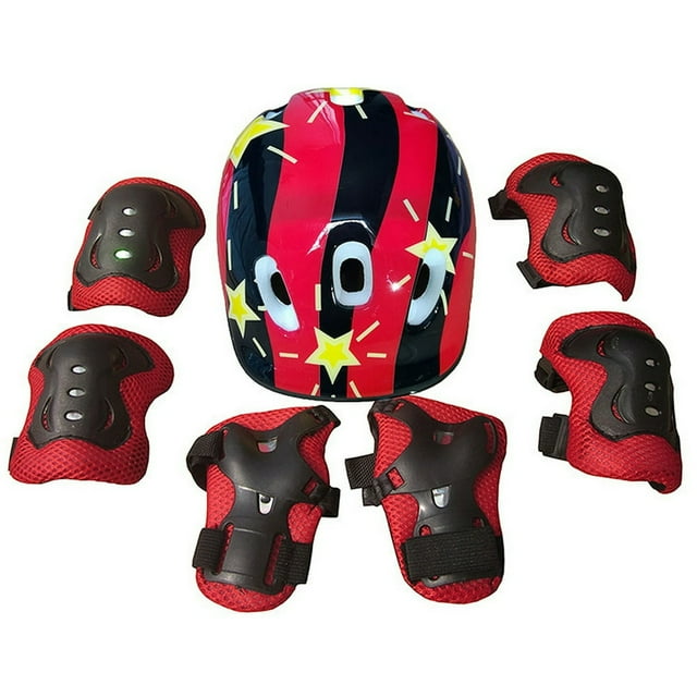 Ensemble de 7 Pcs pour Tout-Petits Filles Garçons, Casque de Protection Genouillères Coudières Protège-Poignets pour Cyclisme Patin Vélo