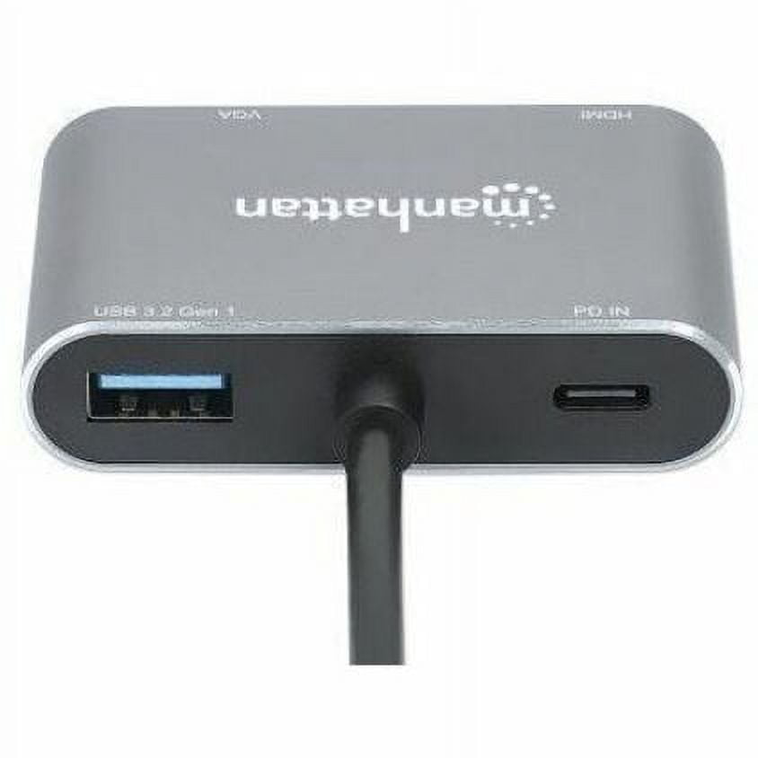 Manhattan USB-C to HDMI & VGA 4-in-1 Docking Converter with Power Delivery