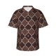 thumbnail image 1 of Fotbe Brown Gold Grid Camisa Hawaiana para Hombre Unisex – Camisa Casual de Verano con Botones de Manga Corta de Algodón y Lino,XX-Large, 1 of 7